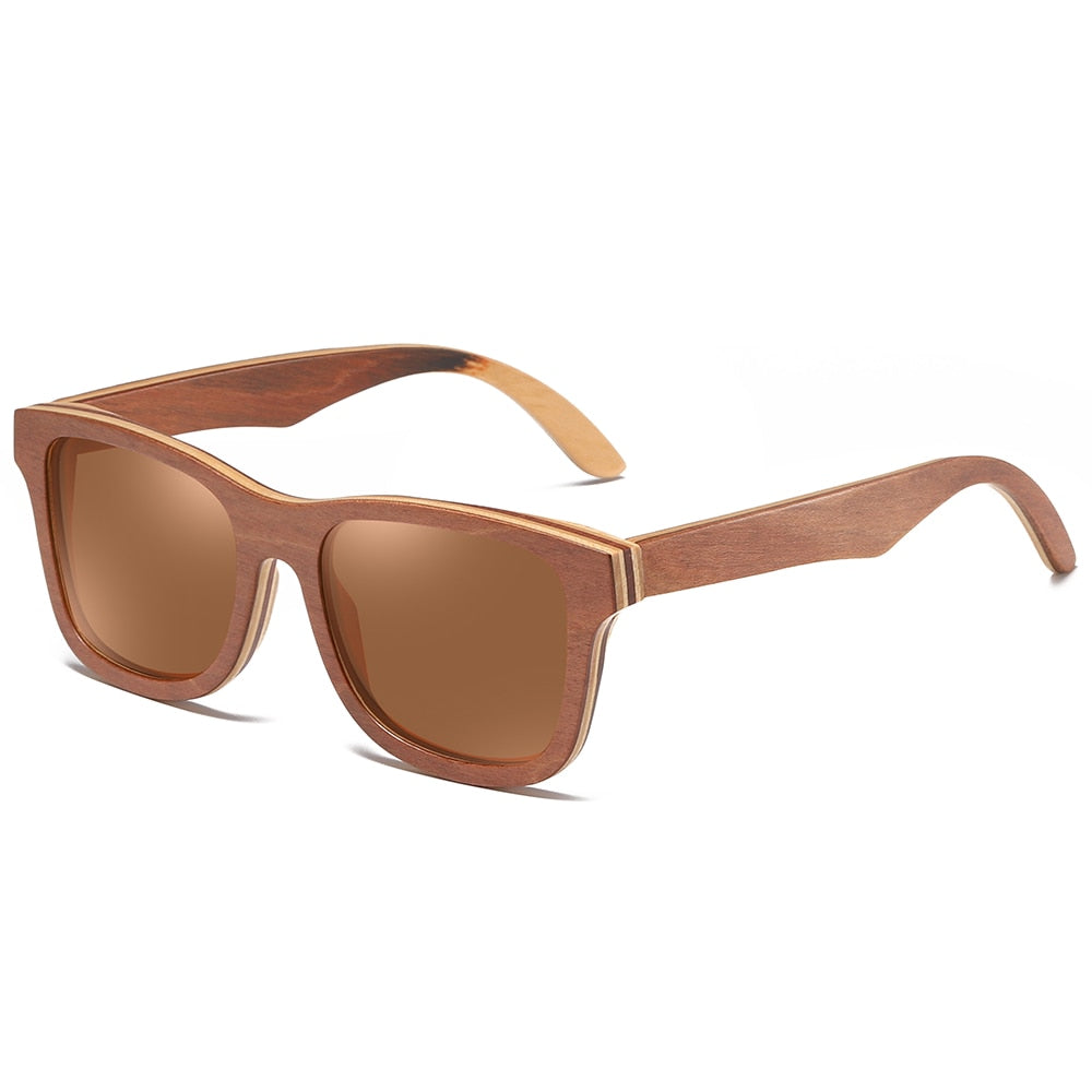 Retro Brown Wood Glasses Polarized